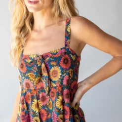 Natural Life Patsy Maxi Dress - Red Sunflower