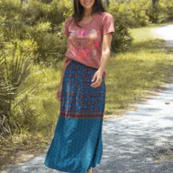 Natural Life Amy Maxi Skirt - Teal Gold Border -Natural Life Shop 484A5893 20copy scaled