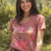 Natural Life Boho Tee Shirt - Rust Folk Flower