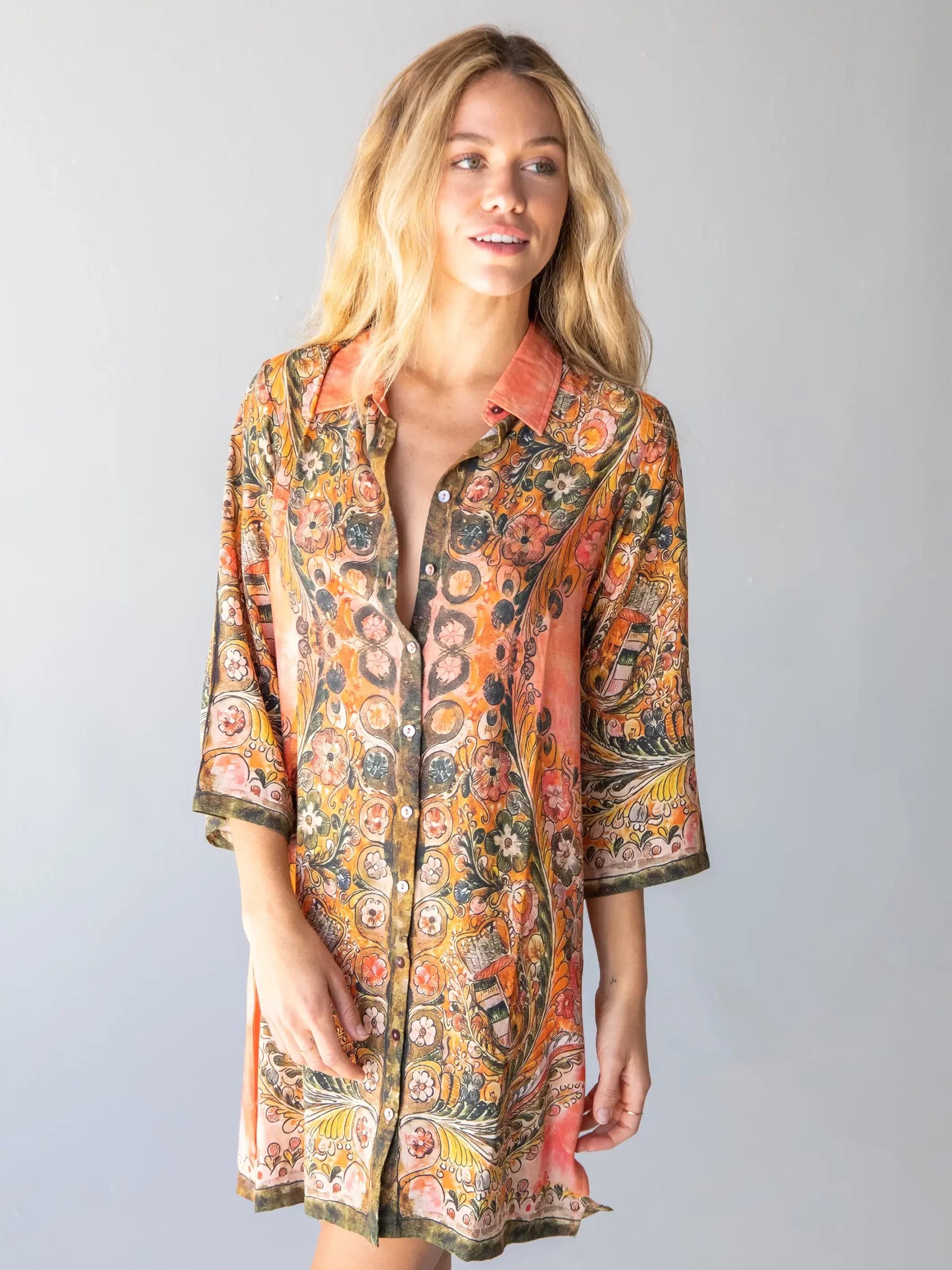 Natural Life Fiona Tunic Dress - Orange Paisley 7 Natural Life Fiona Tunic Dress - Orange Paisley - Image 5