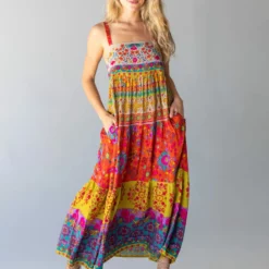 Natural Life Patricia Maxi Dress - Red Mustard Border -Natural Life Shop 484A6009 20copy scaled