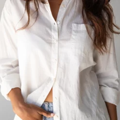 Natural Life Lived In Button Down Shirt - Off White -Natural Life Shop 484A6210