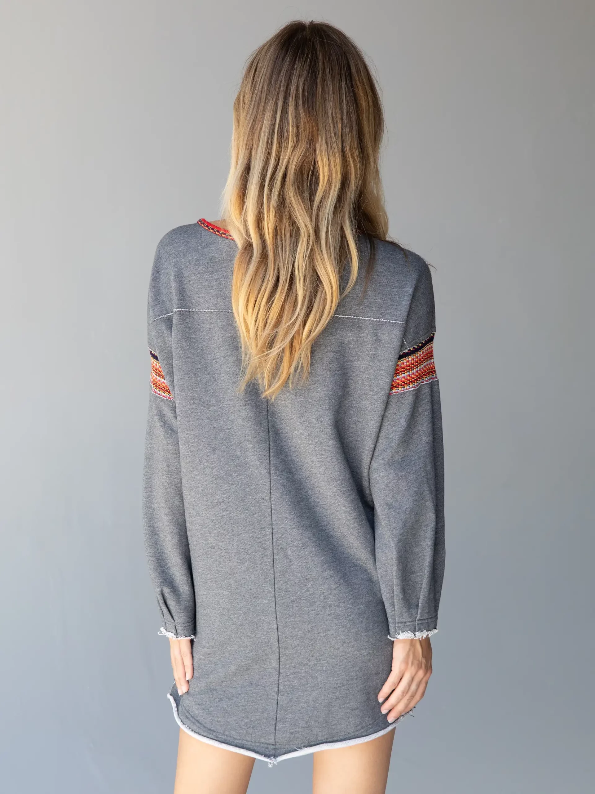 Natural Life Reversible Trim Sweatshirt Dress - Heather Grey 7 Natural Life Reversible Trim Sweatshirt Dress - Heather Grey - Image 5