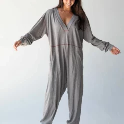 Natural Life Johnnie Cotton Jumpsuit - Charcoal -Natural Life Shop 484A6412 20copy scaled