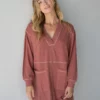 Natural Life Charlie Long Sleeve V-Neck Dress - Rust -Natural Life Shop 484A6463 20copy scaled