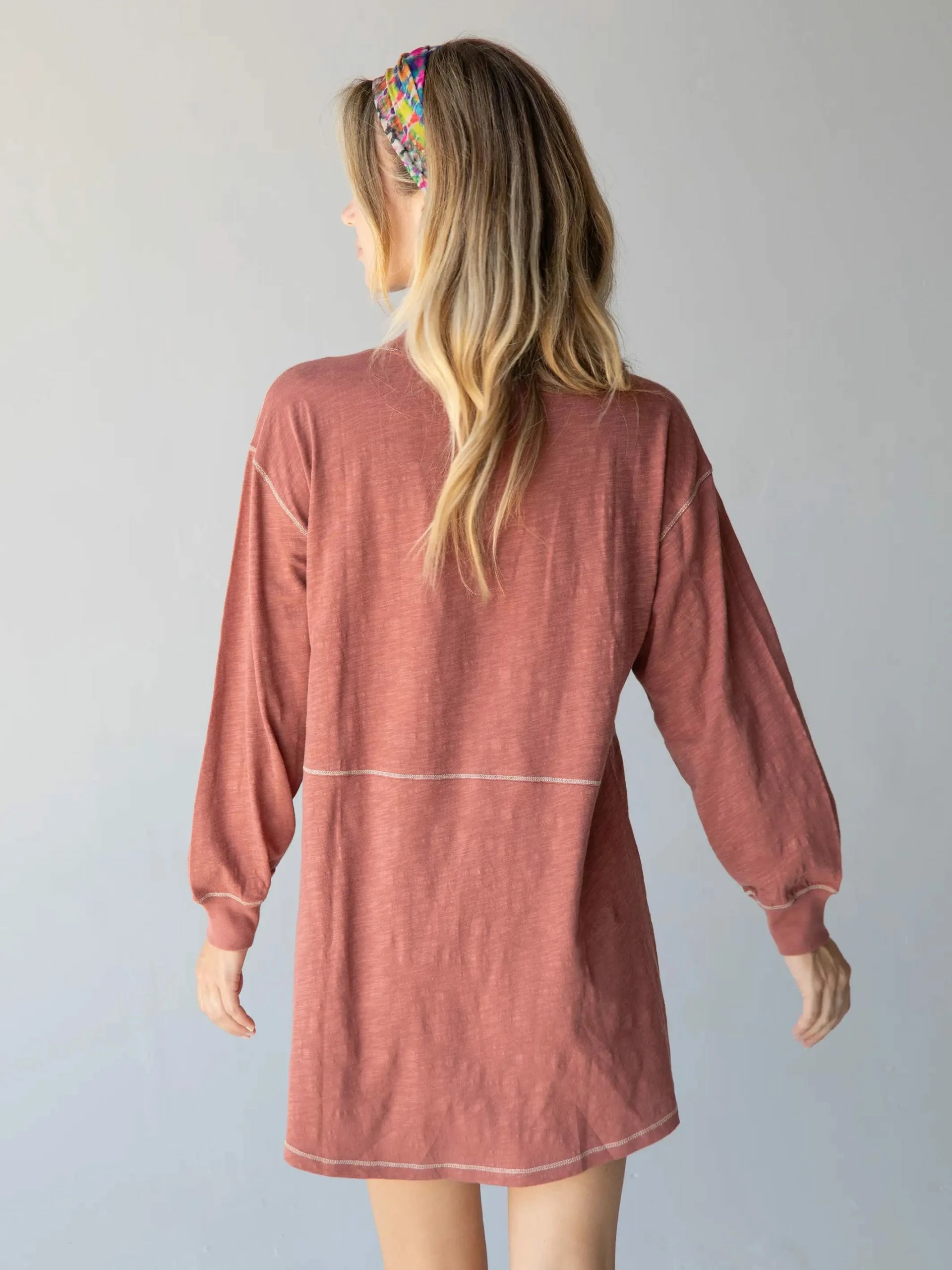 Natural Life Charlie Long Sleeve V-Neck Dress - Rust 5 Natural Life Charlie Long Sleeve V-Neck Dress - Rust - Image 3