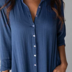 Natural Life Drew Gauze Shirt Dress - Blue -Natural Life Shop 484A6785