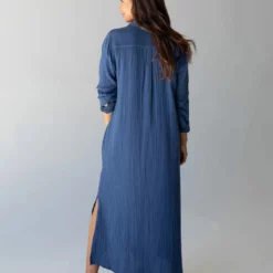 Natural Life Drew Gauze Shirt Dress - Blue -Natural Life Shop 484A6786 scaled