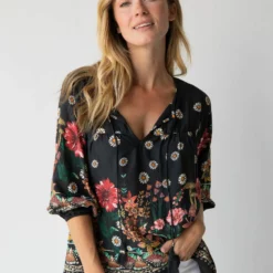 Natural Life Maribel Top - Black Floral Mushroom -Natural Life Shop 484A6802 20copy scaled