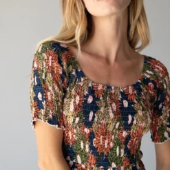 Natural Life Daisy Tiered Midi Dress - Navy Yellow Floral -Natural Life Shop 484A6814 20copy