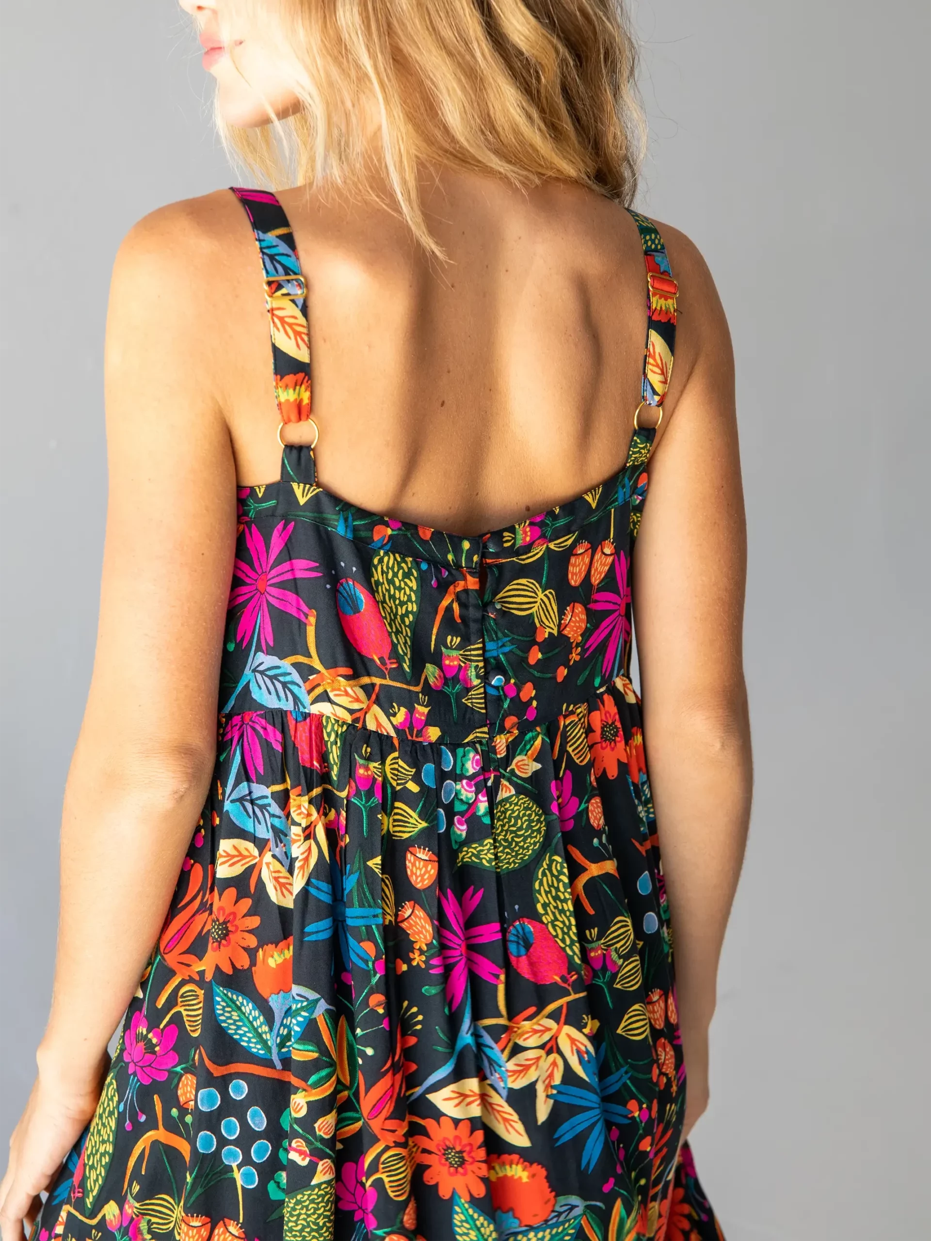 Natural Life Patti Dress - Black Neon Floral 5 Natural Life Patti Dress - Black Neon Floral - Image 3