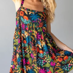 Natural Life Patti Dress - Black Neon Floral