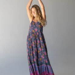 Natural Life Zoe Wide-Leg Jumpsuit - Charcoal Blue Border -Natural Life Shop 484A7028