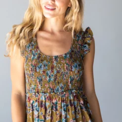 Natural Life Olivia Smocked Maxi Dress - Olive Floral -Natural Life Shop 484A7098 20copy