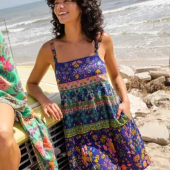 Natural Life Patricia Dress - Navy Grey Border