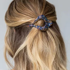 Natural Life Floral Fabric Boho Hair Clip - Indigo