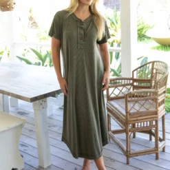 Natural Life Stephanie Ribbed Knit Maxi Dress - Olive -Natural Life Shop 484A7253 20copy scaled
