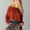 Natural Life Ellie Cropped Pullover - Rust