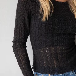Natural Life Lace Layering Top - Black