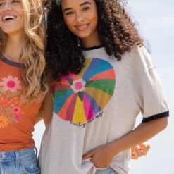 Natural Life Ringer Oversized Tee Shirt - Create Your Own Magic