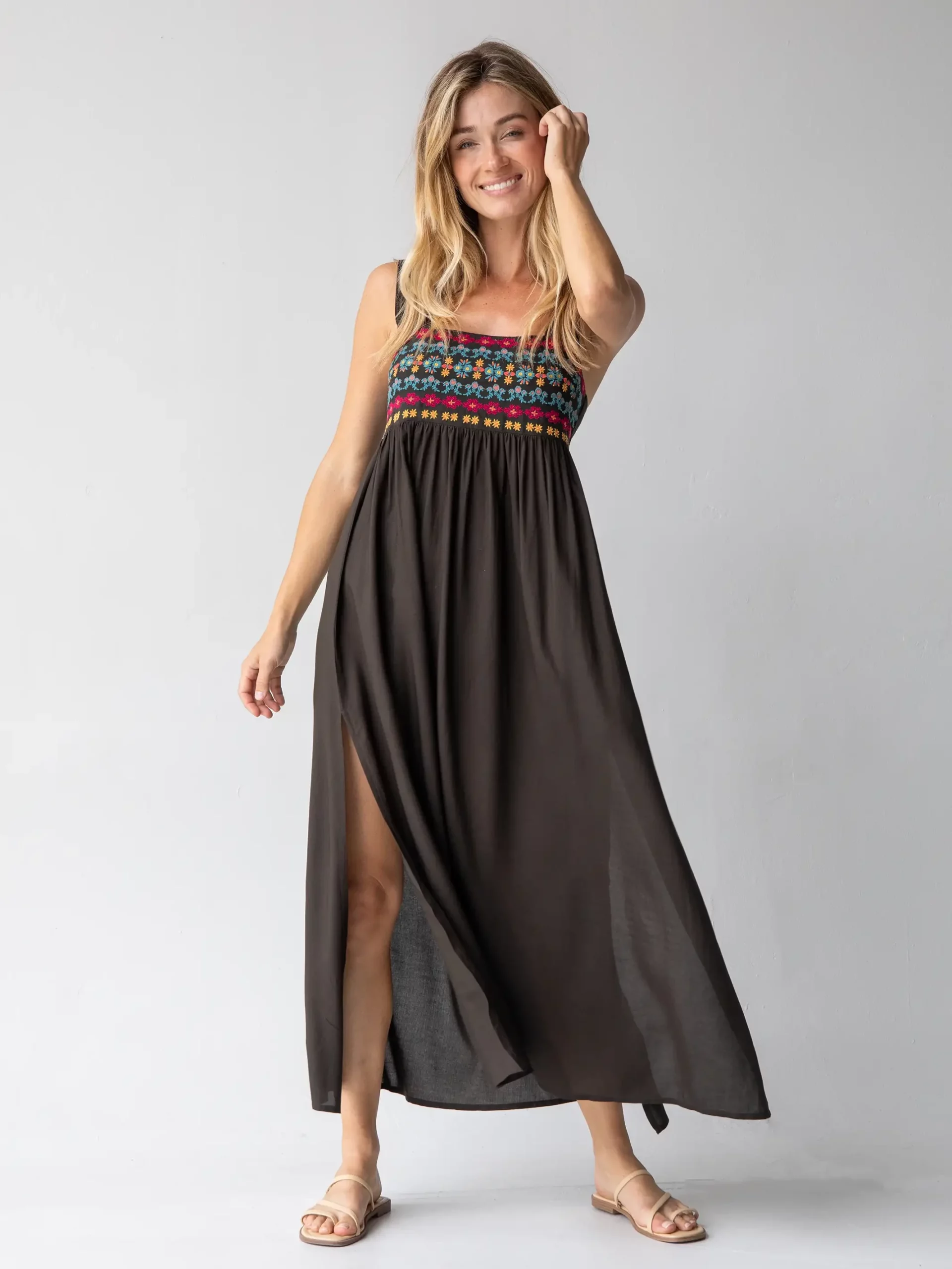 Natural Life Tricia Embroidered Dress - Charcoal 4 Natural Life Tricia Embroidered Dress - Charcoal - Image 2