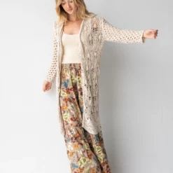 Natural Life Patti Palazzo Pant - Tan Cream Floral -Natural Life Shop 484A8137 20copy