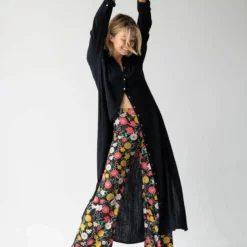 Natural Life Cali Knit Wide Leg Pant - Navy Orange Daffodil -Natural Life Shop 484A8507 scaled