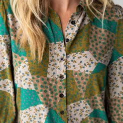 Natural Life Twiggy Mini Shirt Dress - Green Floral Patchwork -Natural Life Shop 484A8598 20copy