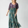 Natural Life Collette Tiered Maxi Dress - Navy Turquoise Floral -Natural Life Shop 484A8805 scaled