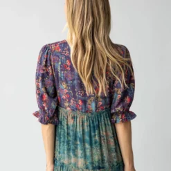 Natural Life Collette Tiered Maxi Dress - Navy Turquoise Floral -Natural Life Shop 484A8834 scaled