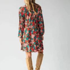 Natural Life Ansley Woven Tunic Shirt Dress - Coral Turquoise Floral -Natural Life Shop 484A8961 scaled