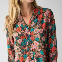 Natural Life Ansley Woven Tunic Shirt Dress - Coral Turquoise Floral -Natural Life Shop 484A8966 scaled