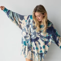 Natural Life Taylor Oversized Sweater - Blue Tie-Dye