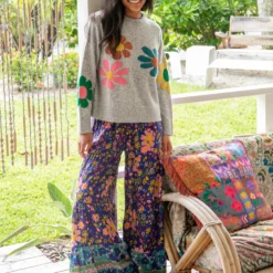 Natural Life Patti Palazzo Pant - Blue Green Border -Natural Life Shop 484A9304 20copy scaled