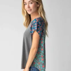 Natural Life Daphne Mixed Print Top - Teal Turquoise -Natural Life Shop 484A9368 20copy scaled