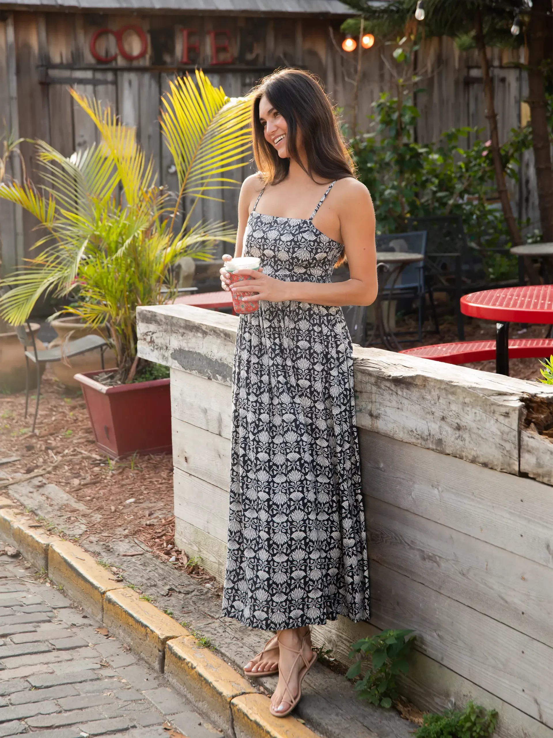 Natural Life Bailey Maxi Dress - Black Floral Vines 9 Natural Life Bailey Maxi Dress - Black Floral Vines - Image 7