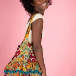 Natural Life Ruffle Tote Bag - Gold Vintage Floral 9 Natural Life Ruffle Tote Bag - Gold Vintage Floral -Natural Life Shop BAG000045 2 scaled