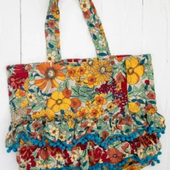 Natural Life Ruffle Tote Bag - Gold Vintage Floral 10 Natural Life Ruffle Tote Bag - Gold Vintage Floral -Natural Life Shop BAG000045 scaled