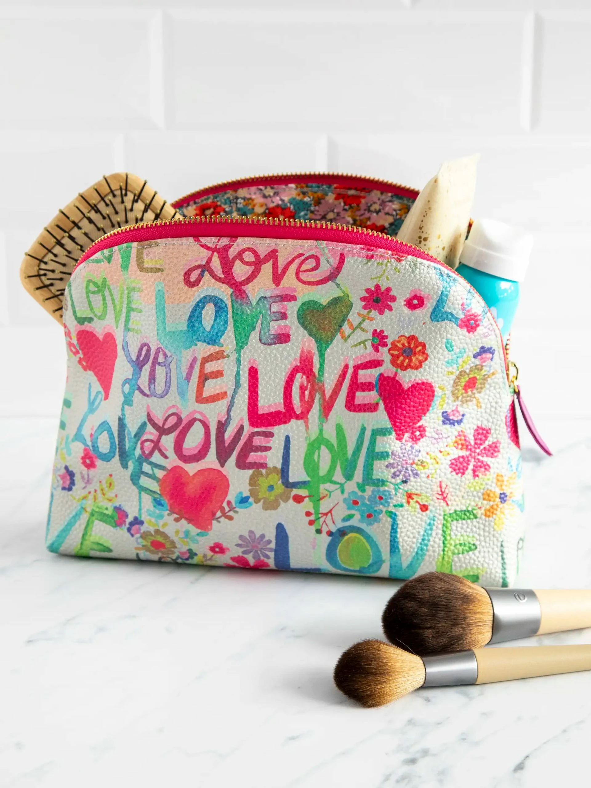 Natural Life Vegan Leather Cosmetic Pouch - Love 3 Natural Life Vegan Leather Cosmetic Pouch - Love