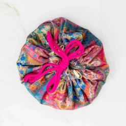 Natural Life Drawstring Velvet Cosmetic Pouch - Folk Flower -Natural Life Shop BAG000067 scaled