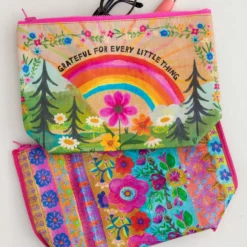 Natural Life Recycled Zipper Pouch - Grateful -Natural Life Shop BAG000077 google scaled