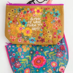 Natural Life Recycled Zipper Pouch - Makes You Happy -Natural Life Shop BAG000079 google scaled