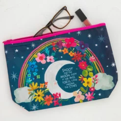 Natural Life Recycled Zipper Pouch - Moon Stars -Natural Life Shop BAG537 1 scaled