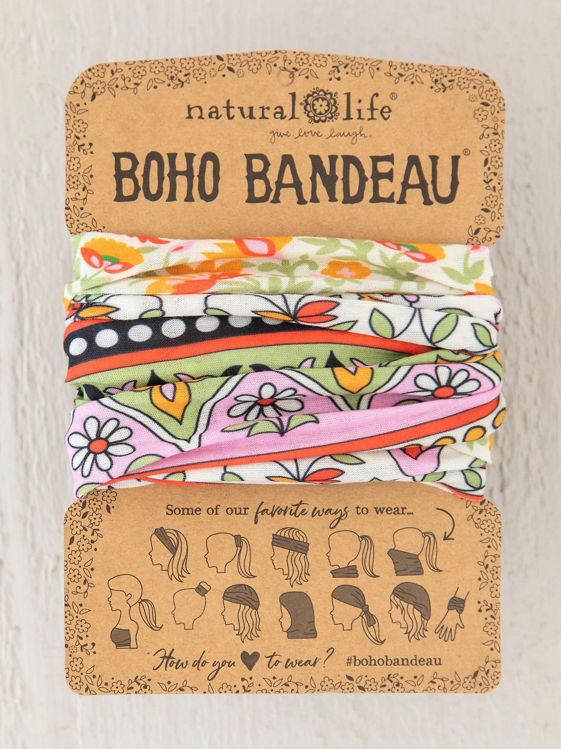 Natural Life Full Boho Bandeau® Headband - Lilac Orange Border 4 Natural Life Full Boho Bandeau® Headband - Lilac Orange Border - Image 2
