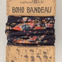 Natural Life Full Boho Bandeau® Headband - Black Red Bouquets