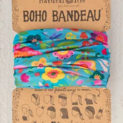 Natural Life Full Boho Bandeau® Headband - Teal Folk Flower -Natural Life Shop BBW000089 scaled