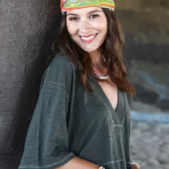 Natural Life Full Boho Bandeau® Headband - Orange Green Border 9 Natural Life Full Boho Bandeau® Headband - Orange Green Border -Natural Life Shop BBW311 alt scaled