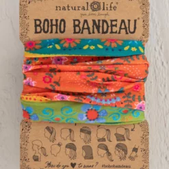 Natural Life Full Boho Bandeau® Headband - Orange Green Border