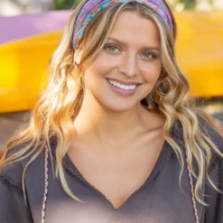 Natural Life Full Boho Bandeau® Headband - Blue Pink Border -Natural Life Shop BBW312 A4 scaled