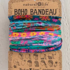 Natural Life Full Boho Bandeau® Headband - Blue Pink Border -Natural Life Shop BBW312 scaled